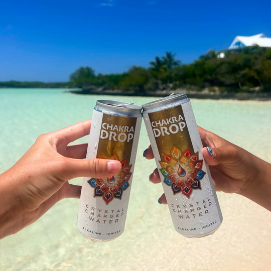 Chakra Drop Crystal Charged Water, 12 oz can, (4-Pack) 9.5 pH, Mineralized & Energized