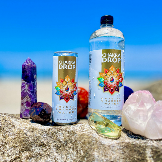 Chakra Drop Crystal Charged Water, 1 Liter (4-Pack) 9.5 pH, Mineralized & Energized