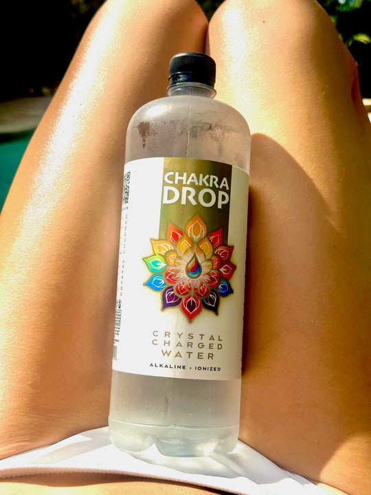 Chakra Drop Crystal Charged Water, 1 Liter (4-Pack) 9.5 pH, Mineralized & Energized