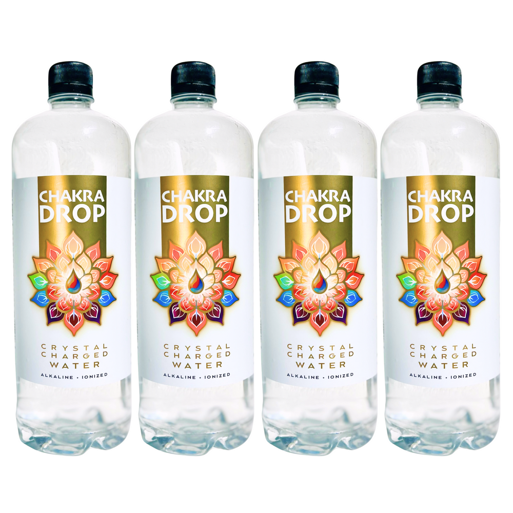 Chakra Drop 9.5 pH Crystal Charged Water, 1 Liter, Mineralized & Energized (4-Pack)