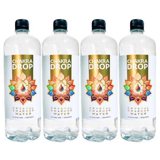 Chakra Drop 9.5 pH Crystal Charged Water, 1 Liter, Mineralized & Energized (4-Pack)